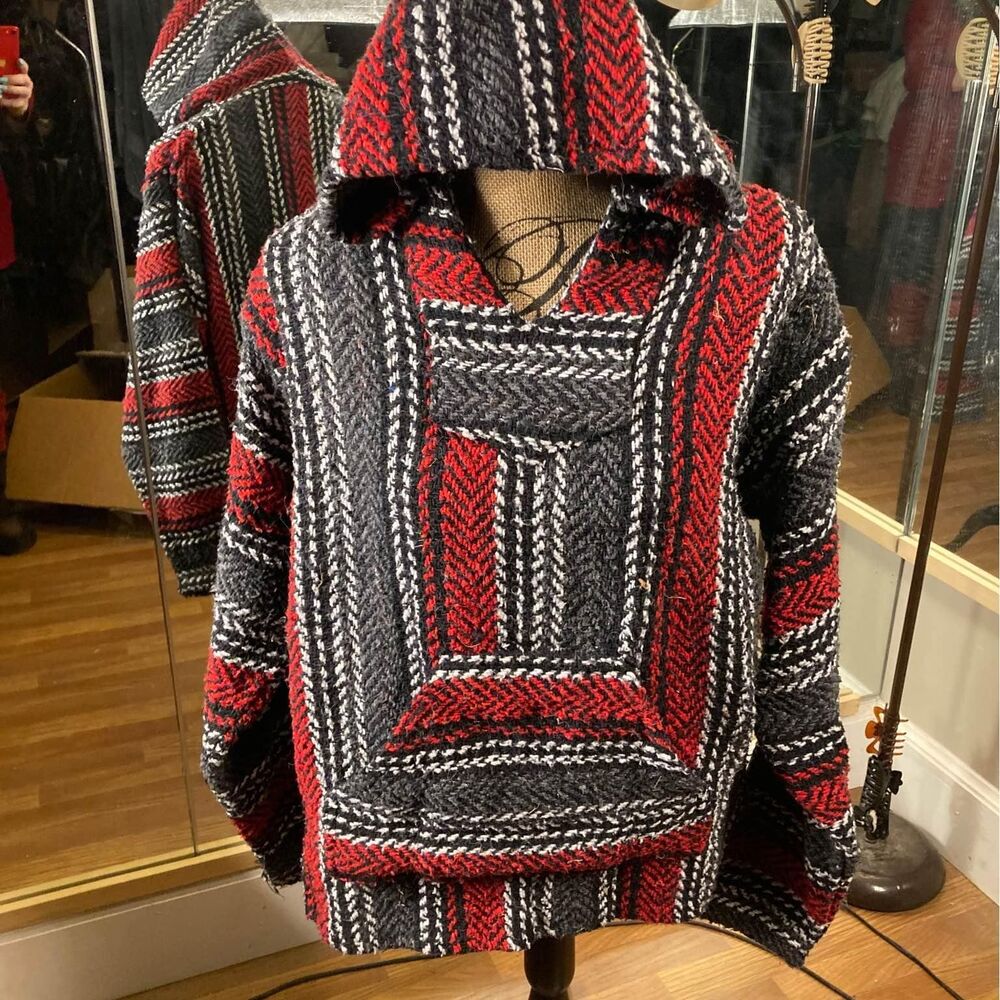 Mens small Or Womens med Pull Over Baja Hoodie jacket sweatshirt sweater boho